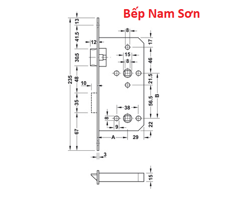 Thân khoá, cho cửa bản lề, Startec, cấp 3, phòng tắm/WC - Ảnh 2