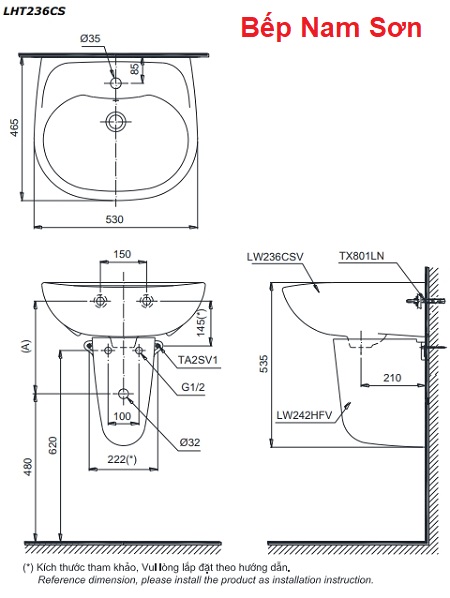 Chậu treo tường Toto LHT236CS - Ảnh 3