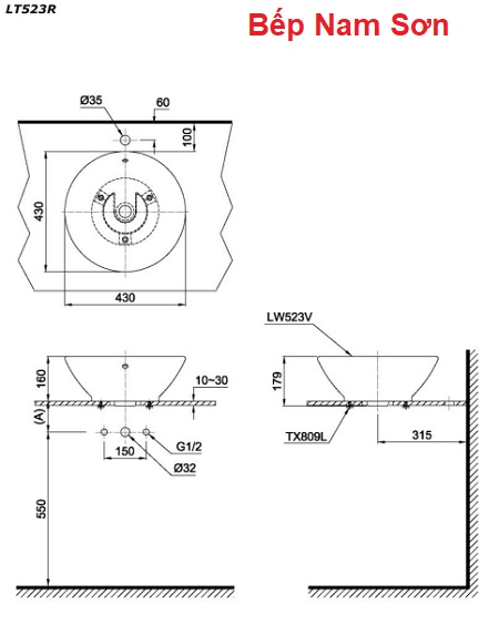 Chậu đặt trên bàn Toto LT523R/LT523S - Ảnh 3