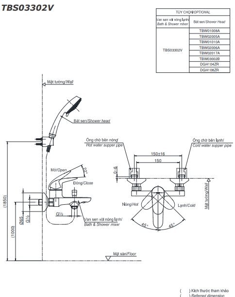 Bộ sen tắm nóng lạnh LC