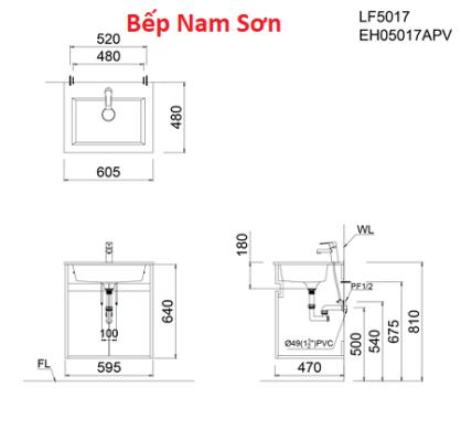 chậu tủ LF5017 - EH05017AV