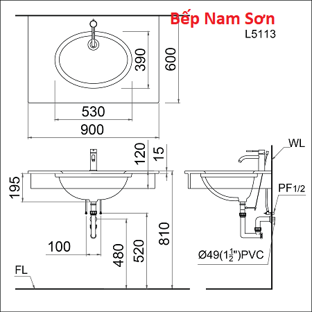 Lavabo Âm Bàn - L5113 - Ảnh 3