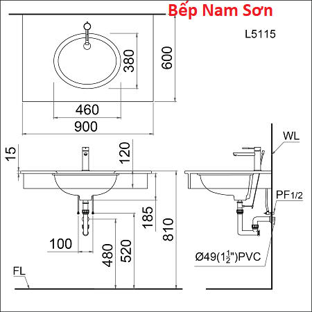 Lavabo Âm Bàn - L5115 - Ảnh 3